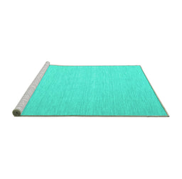 Sideview of Machine Washable Abstract Turquoise Contemporary Area Rugs, wshcon563turq