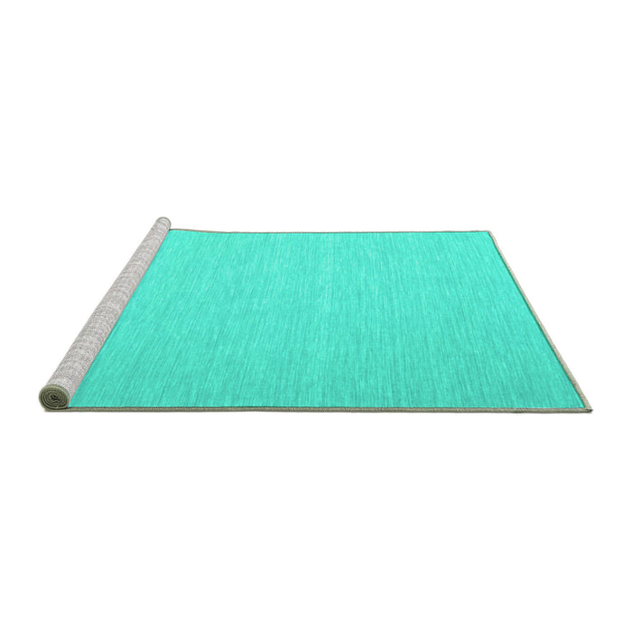 Sideview of Machine Washable Abstract Turquoise Contemporary Area Rugs, wshcon563turq