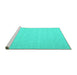 Sideview of Machine Washable Abstract Turquoise Contemporary Area Rugs, wshcon563turq