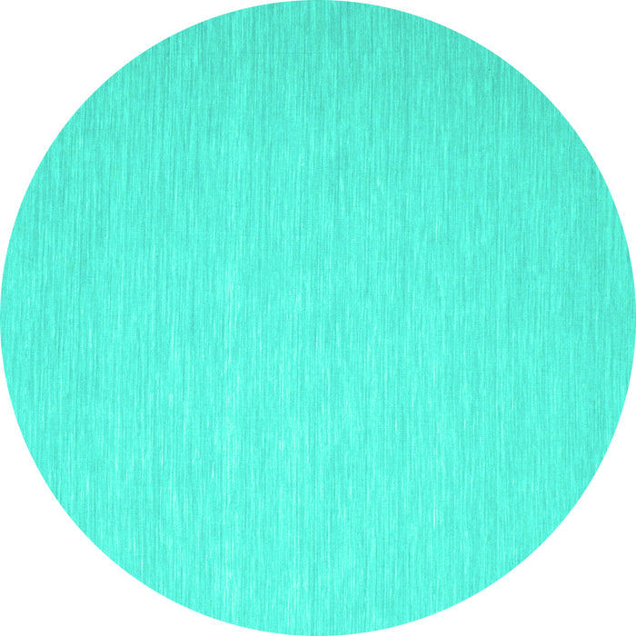 Round Machine Washable Abstract Turquoise Contemporary Area Rugs, wshcon563turq