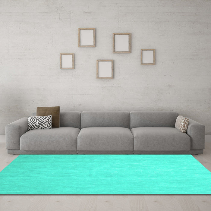 Machine Washable Abstract Turquoise Contemporary Area Rugs in a Living Room,, wshcon564turq