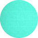 Round Abstract Turquoise Contemporary Rug, con564turq