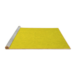 Sideview of Machine Washable Abstract Yellow Contemporary Rug, wshcon564yw