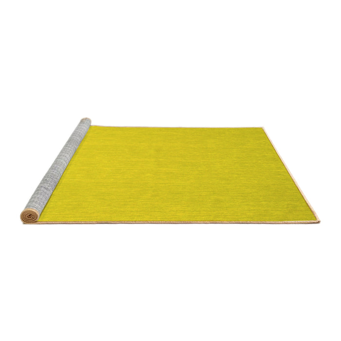 Sideview of Machine Washable Abstract Yellow Contemporary Rug, wshcon564yw