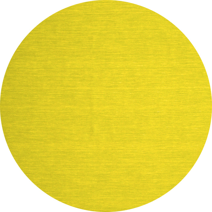 Round Machine Washable Abstract Yellow Contemporary Rug, wshcon564yw