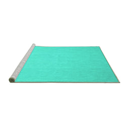 Sideview of Machine Washable Abstract Turquoise Contemporary Area Rugs, wshcon564turq