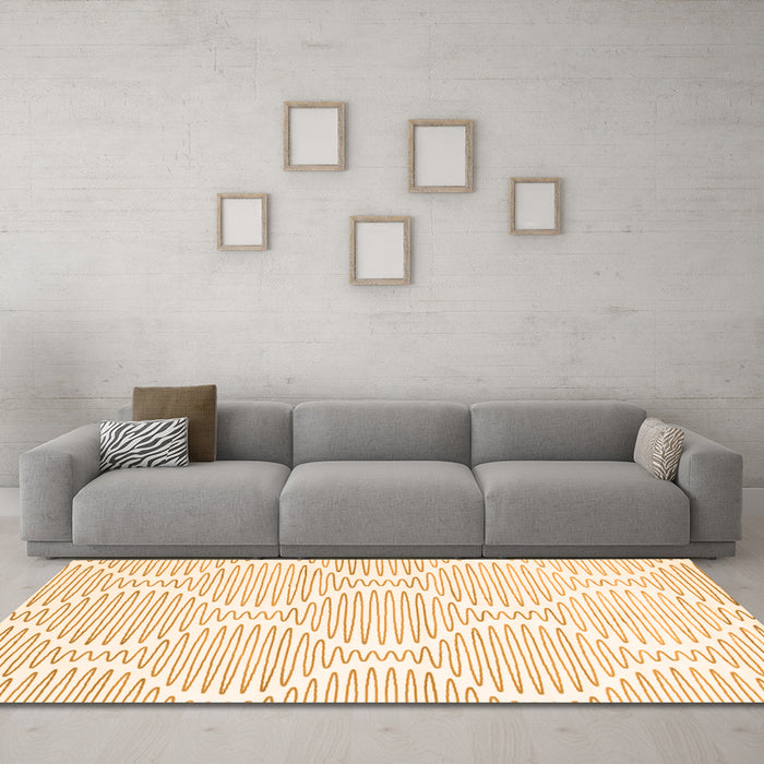 Machine Washable Abstract Orange Contemporary Area Rugs in a Living Room, wshcon565org