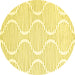 Round Abstract Yellow Contemporary Rug, con565yw