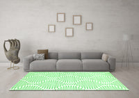 Machine Washable Abstract Green Contemporary Rug, wshcon565grn