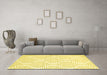 Machine Washable Abstract Yellow Contemporary Rug in a Living Room, wshcon565yw