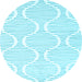 Round Abstract Light Blue Contemporary Rug, con565lblu