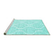 Sideview of Machine Washable Abstract Turquoise Contemporary Area Rugs, wshcon565turq