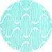 Round Abstract Turquoise Contemporary Rug, con565turq