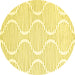 Round Machine Washable Abstract Yellow Contemporary Rug, wshcon565yw