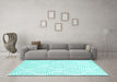 Machine Washable Abstract Turquoise Contemporary Area Rugs in a Living Room,, wshcon565turq