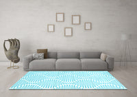 Machine Washable Abstract Light Blue Contemporary Rug, wshcon565lblu