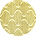 Round Abstract Yellow Contemporary Rug, con566yw