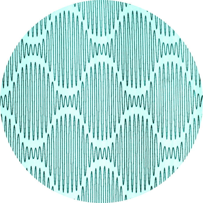 Round Abstract Turquoise Contemporary Rug, con566turq