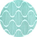 Round Abstract Turquoise Contemporary Rug, con566turq