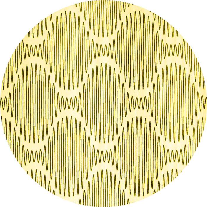 Round Machine Washable Abstract Yellow Contemporary Rug, wshcon566yw