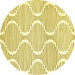 Round Machine Washable Abstract Yellow Contemporary Rug, wshcon566yw
