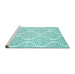 Sideview of Machine Washable Abstract Turquoise Contemporary Area Rugs, wshcon566turq