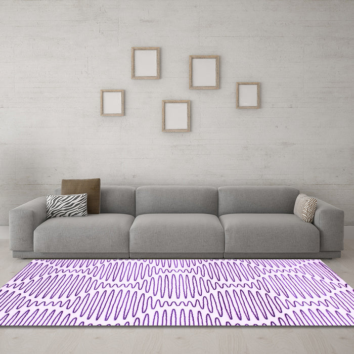 Machine Washable Abstract Purple Contemporary Area Rugs in a Living Room, wshcon566pur