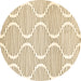 Round Abstract Brown Contemporary Rug, con566brn