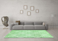 Machine Washable Abstract Green Contemporary Rug, wshcon566grn