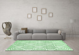 Machine Washable Abstract Emerald Green Contemporary Area Rugs in a Living Room,, wshcon566emgrn