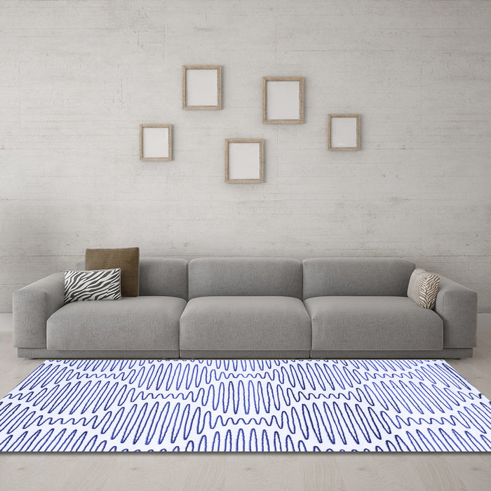 Machine Washable Abstract Blue Contemporary Rug in a Living Room, wshcon566blu