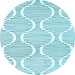 Round Abstract Light Blue Contemporary Rug, con566lblu