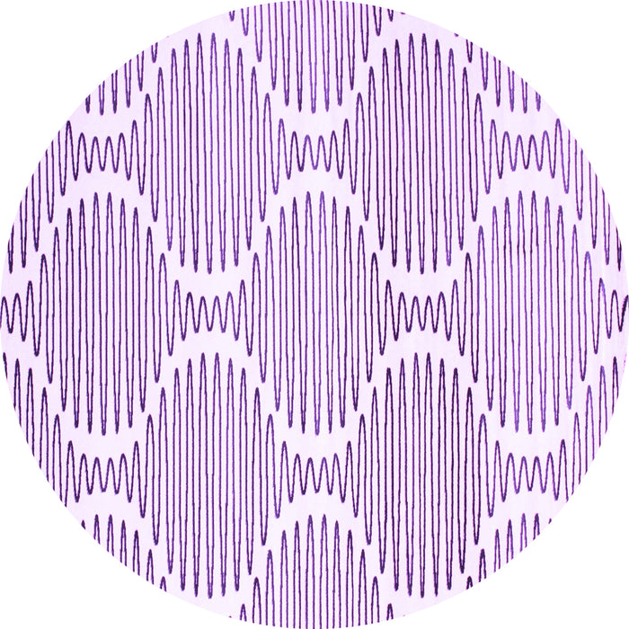 Round Machine Washable Abstract Purple Contemporary Area Rugs, wshcon566pur