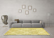 Machine Washable Abstract Yellow Contemporary Rug in a Living Room, wshcon566yw