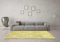 Machine Washable Abstract Yellow Contemporary Rug, wshcon566yw