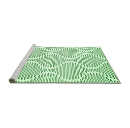 Sideview of Machine Washable Abstract Emerald Green Contemporary Area Rugs, wshcon566emgrn