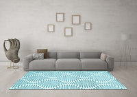 Machine Washable Abstract Light Blue Contemporary Rug, wshcon566lblu