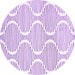 Round Abstract Purple Contemporary Rug, con566pur