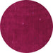 Round Machine Washable Abstract Pink Contemporary Rug, wshcon567pnk