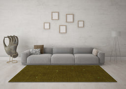 Machine Washable Abstract Green Contemporary Area Rugs in a Living Room,, wshcon567grn