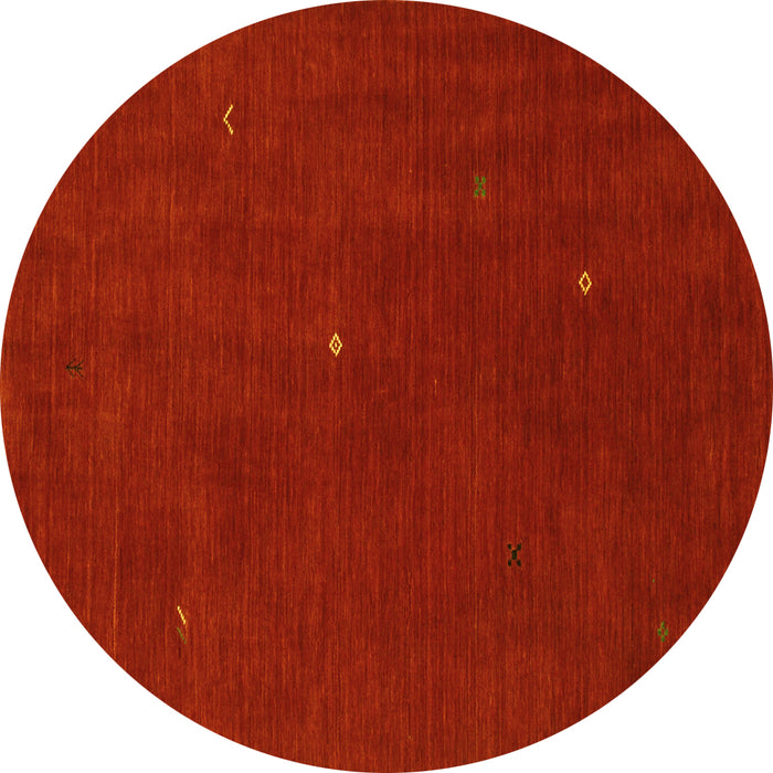 Round Abstract Yellow Contemporary Rug, con567yw