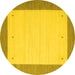 Round Solid Yellow Modern Rug, con568yw