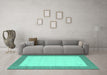 Machine Washable Solid Turquoise Modern Area Rugs in a Living Room,, wshcon568turq