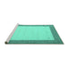 Sideview of Machine Washable Solid Turquoise Modern Area Rugs, wshcon568turq