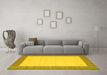 Machine Washable Solid Yellow Modern Rug in a Living Room, wshcon568yw