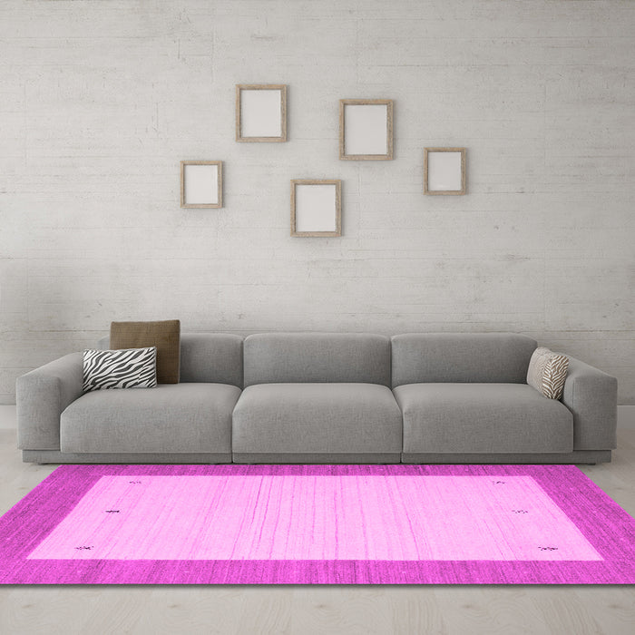Machine Washable Solid Pink Modern Rug in a Living Room, wshcon568pnk