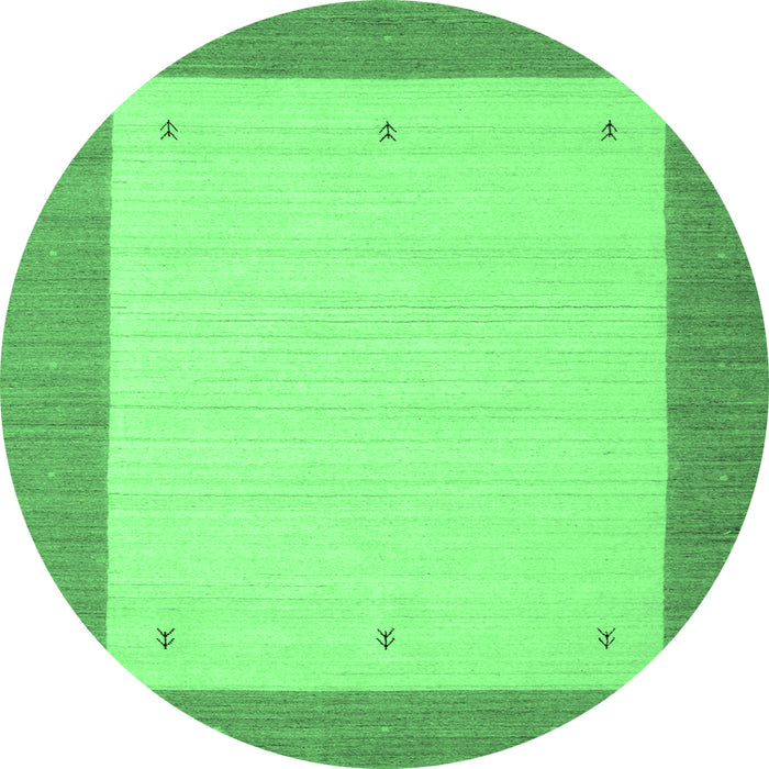 Round Machine Washable Solid Emerald Green Modern Area Rugs, wshcon568emgrn
