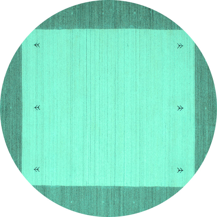 Round Solid Turquoise Modern Rug, con568turq
