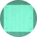 Round Solid Turquoise Modern Rug, con568turq