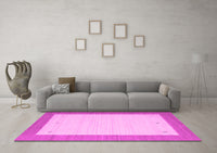 Machine Washable Solid Pink Modern Rug, wshcon569pnk